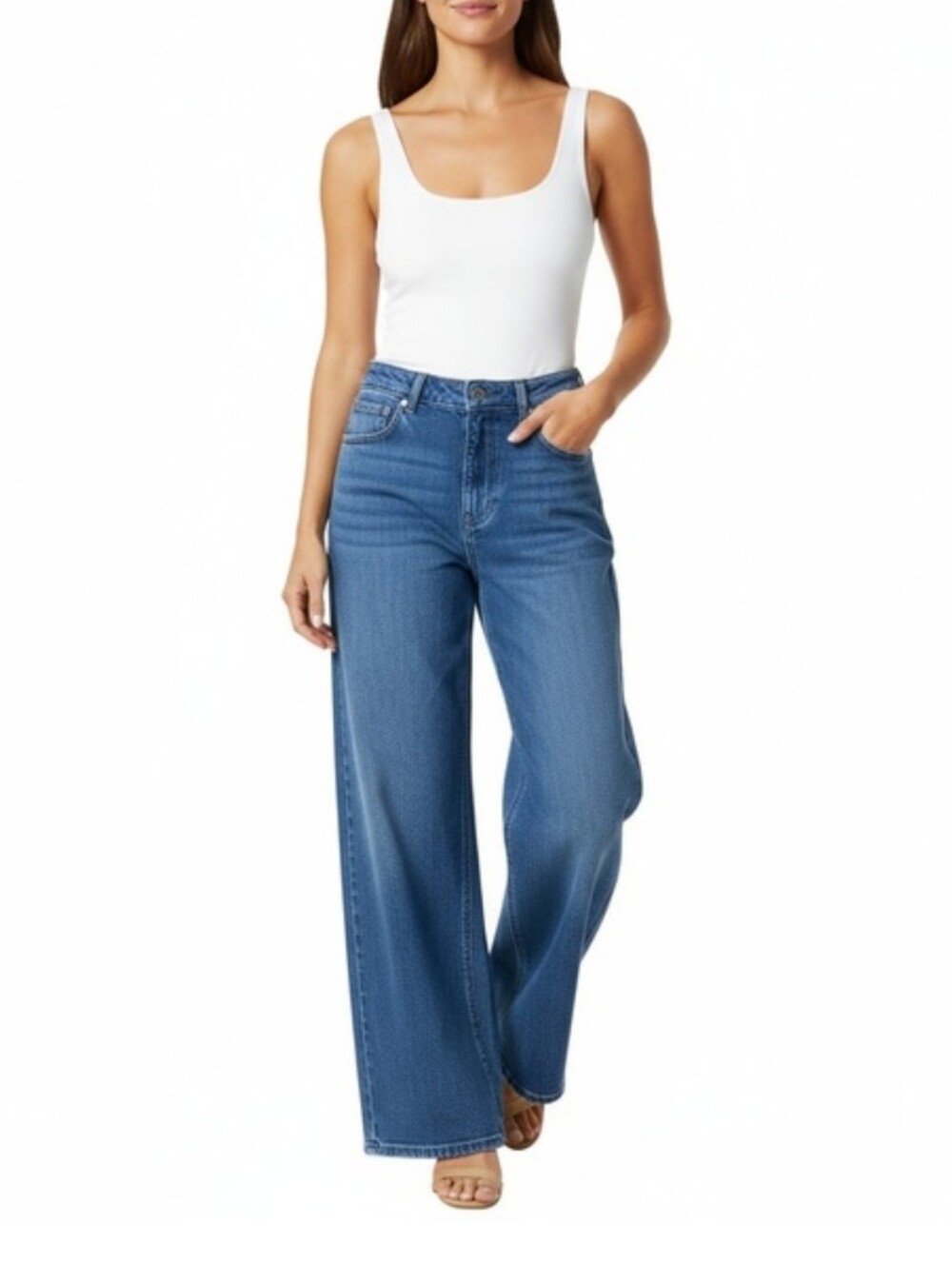 BCBGeneration Size 5/27 Blue High-Waisted  baggy Wide-Leg Stretch Y2K Retro